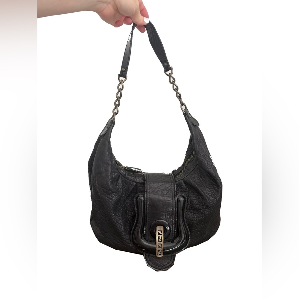 Fendi Black Leather Hobo Bag